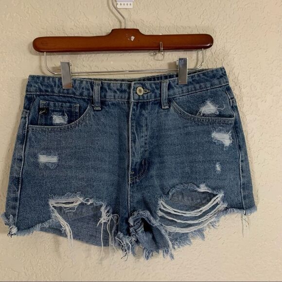 Kancan Distressed Denim Shorts - Size Medium - Picture 3 of 10